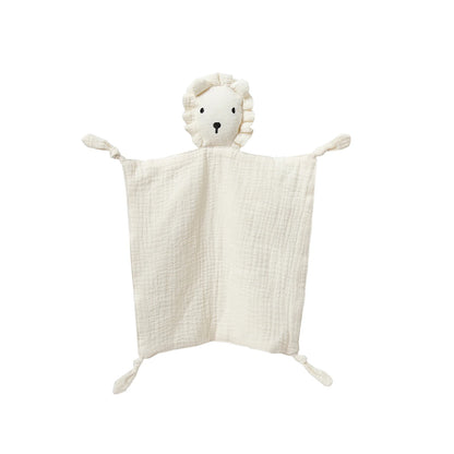 Doudou plat lion en mousseline de coton - Safran