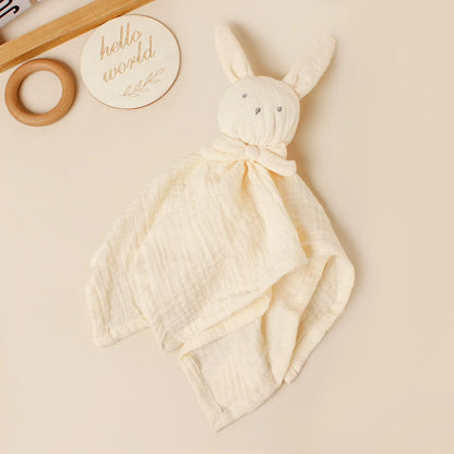 Doudou plat lapin en gaze de coton - Guimauve