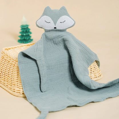 Doudou plat renard en coton - Caramel