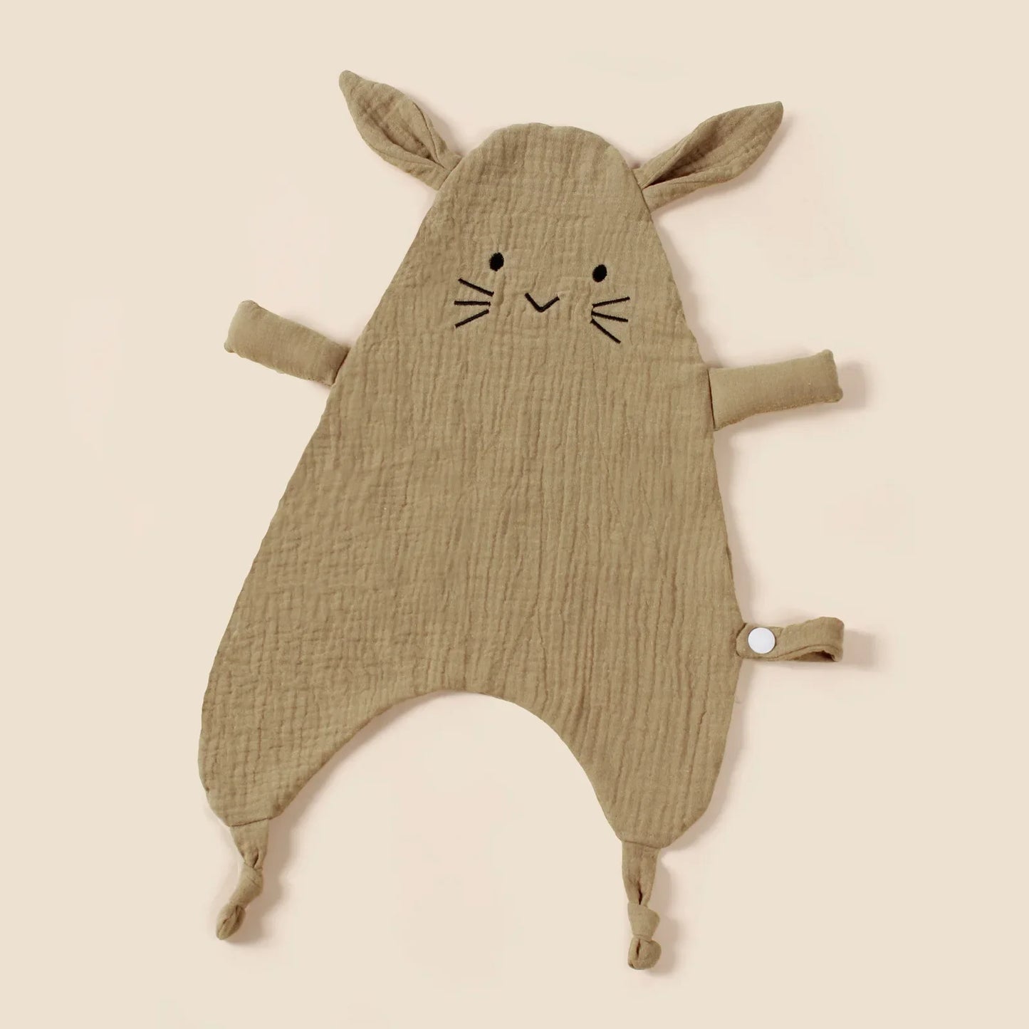 Doudou plat souris en coton - Pistache