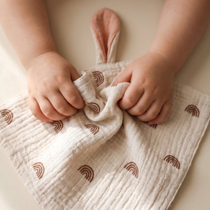 Doudou plat lange bébé en gaze de coton