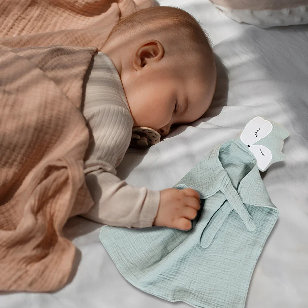 Doudou plat renard en coton - Caramel