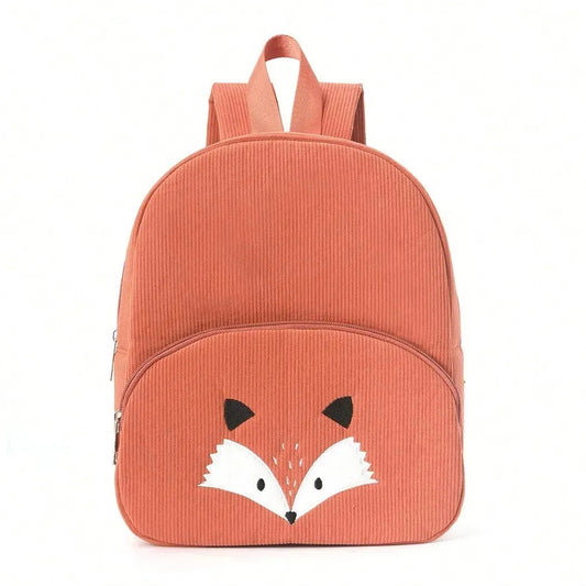 Sac à dos enfant renard en velours côtelé personnalisé - Caramel