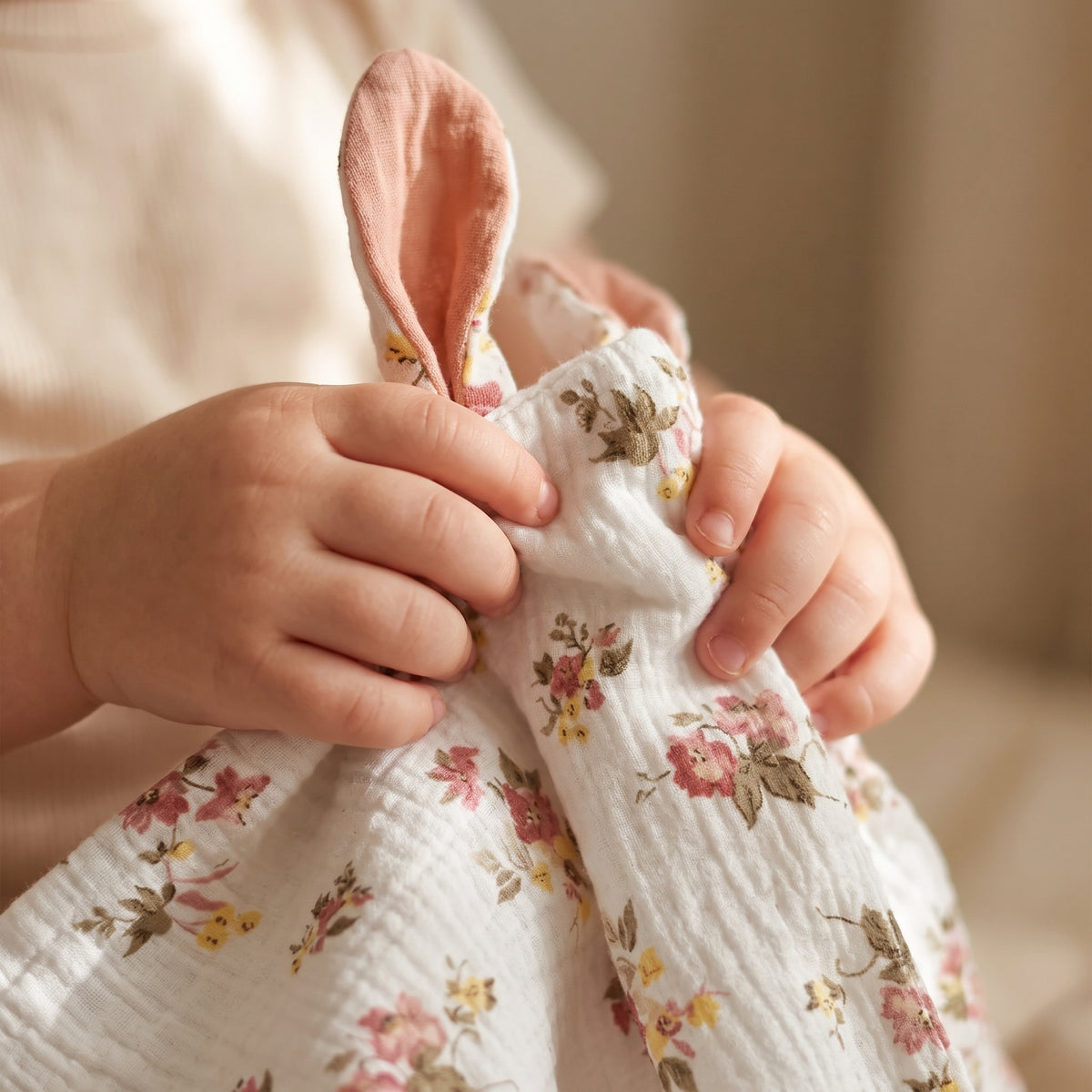 Doudou plat lange bébé en gaze de coton