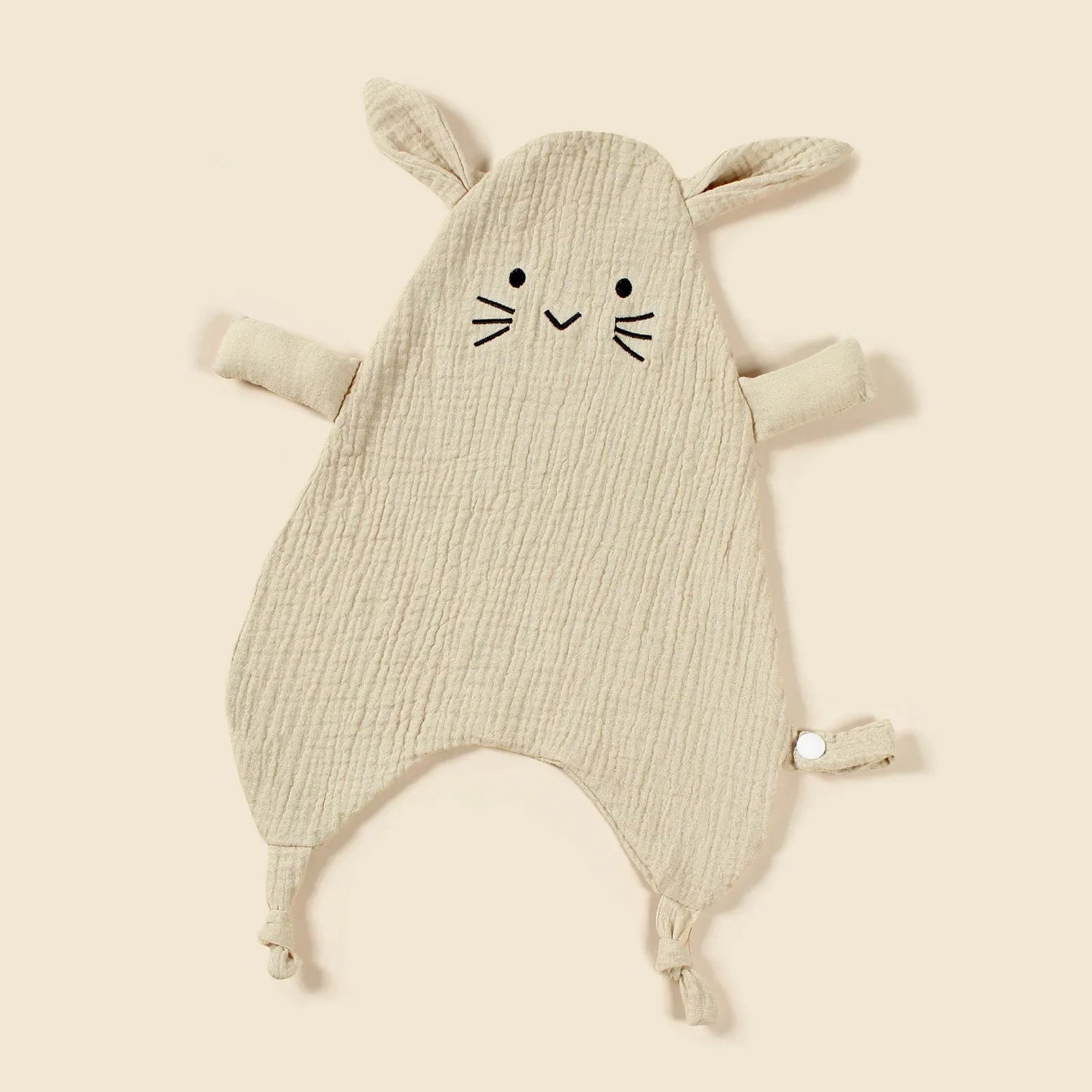 Doudou plat souris en coton - Pistache