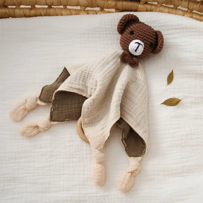 Doudou plat bébé en peluche - animal au choix