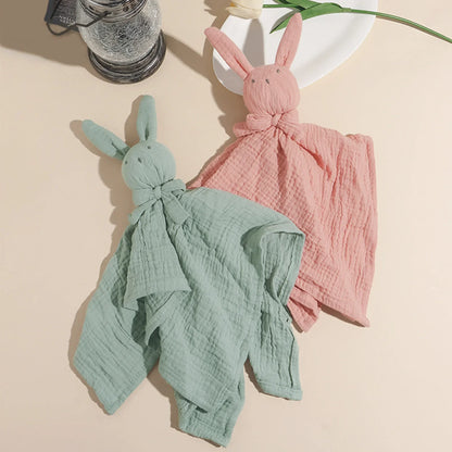 Doudou plat lapin en gaze de coton - Guimauve