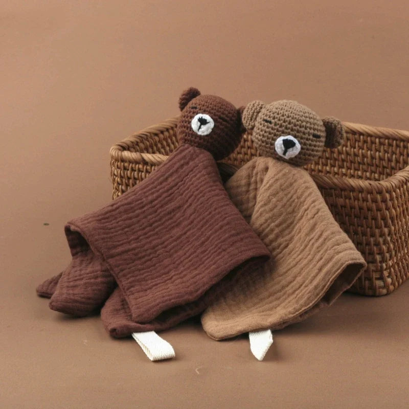 Doudou plat ours en crochet - Cannelle