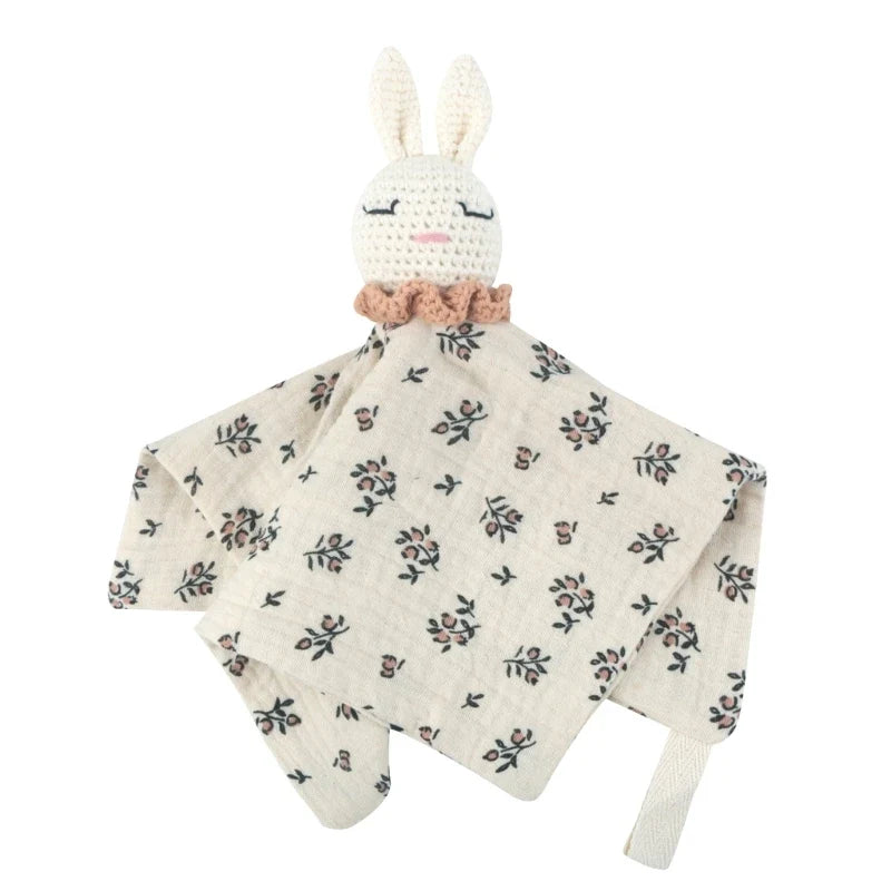 Doudou plat lapin en crochet - Pompon