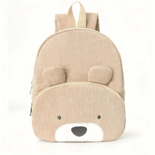 Sac à dos enfant ours en velours côtelé personnalisé - Cannelle