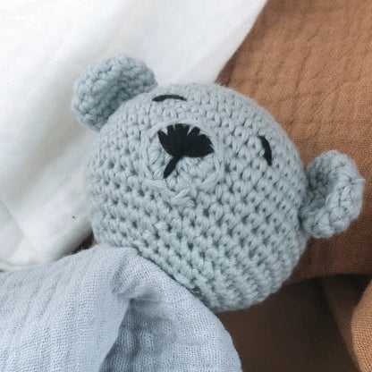 Doudou plat ours en crochet - Cannelle