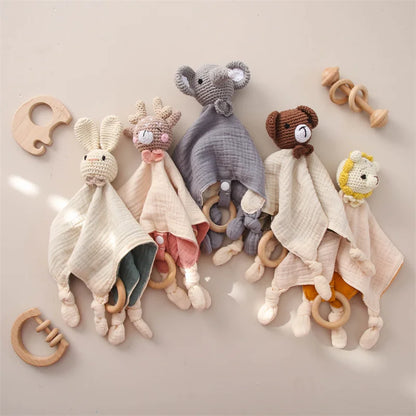 Doudou plat bébé en peluche - animal au choix