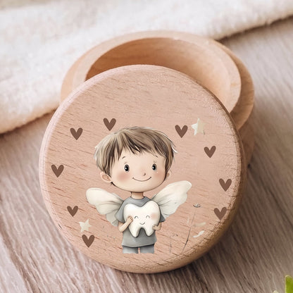 Boîte à Dents de Lait Personnalisée Prénom en Bois Naturel