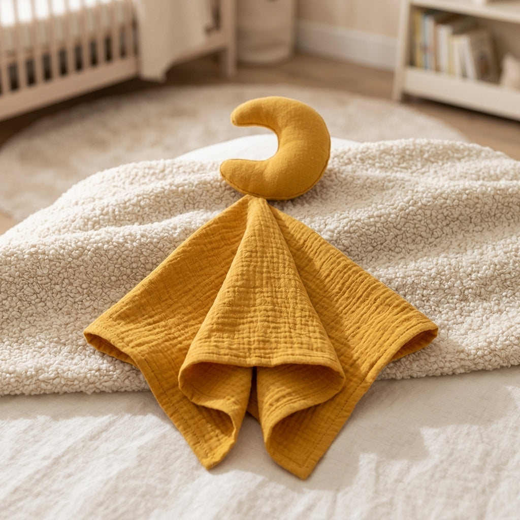 Doudou plat étoile et lune en coton - Lulla