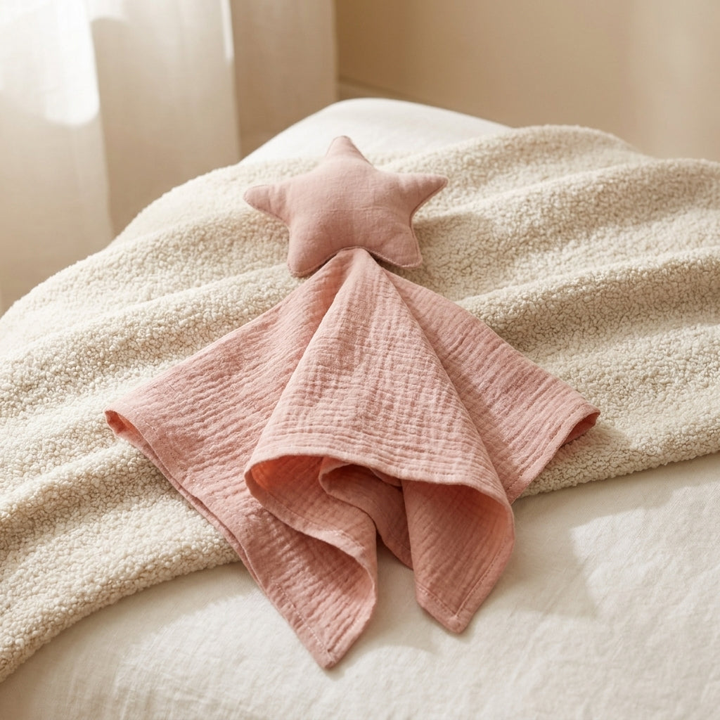 Doudou plat étoile et lune en coton - Lulla