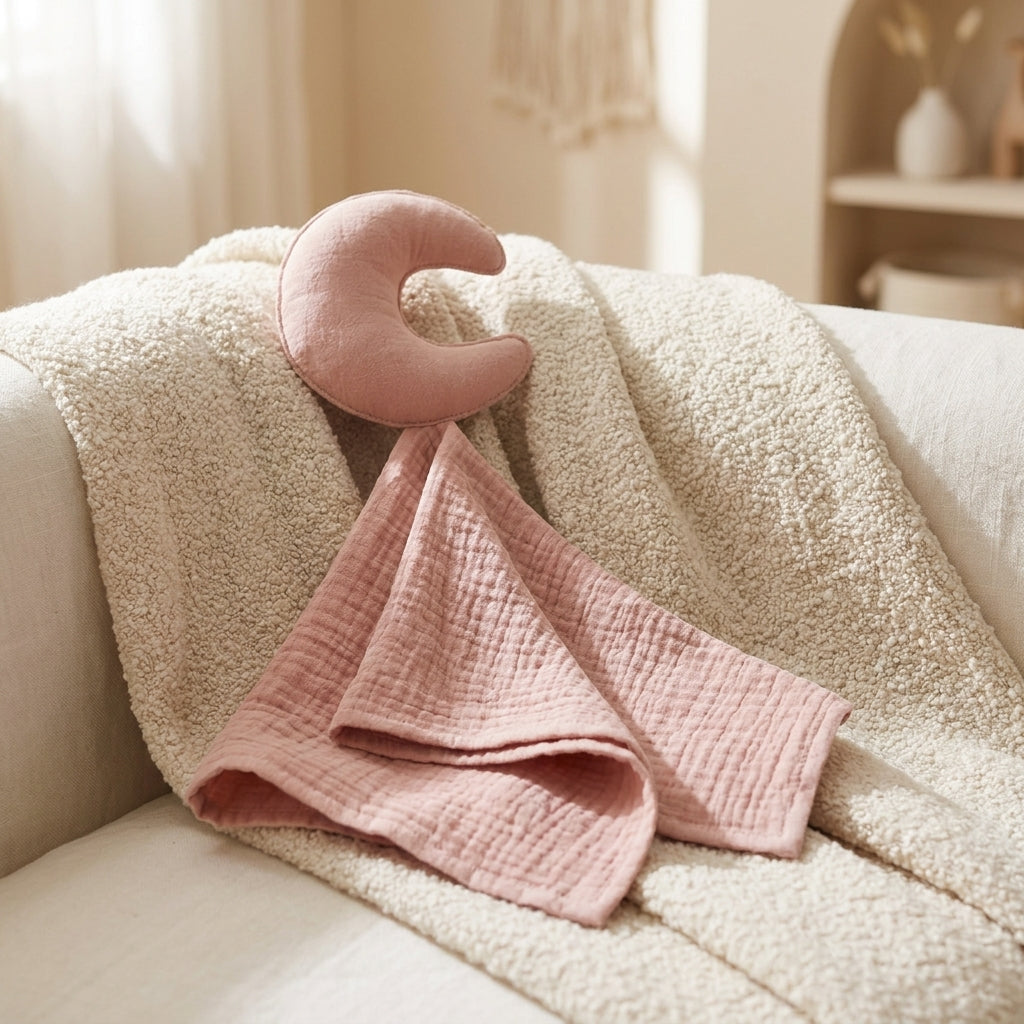 Doudou plat étoile et lune en coton - Lulla