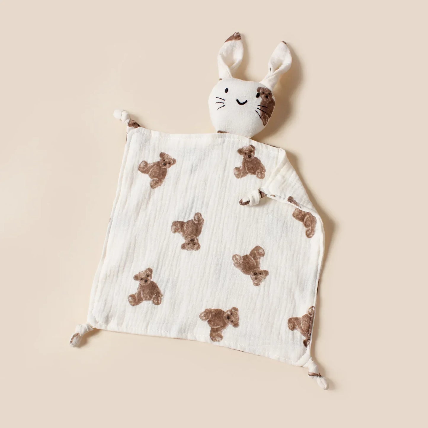 Doudou plat lapin en coton - Chamallow