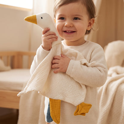 Doudou plat canard en coton - Miel