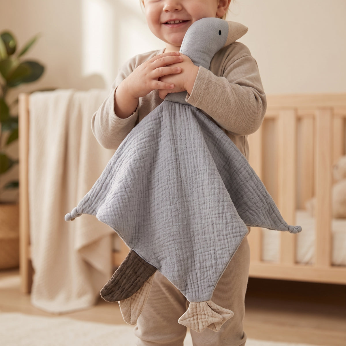 Doudou plat canard en coton - Miel