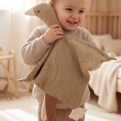 Doudou plat canard en coton - Miel