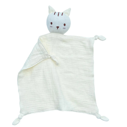 Doudou plat chat en coton - Praline