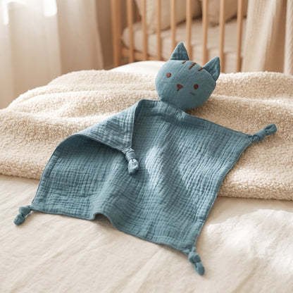 Doudou plat chat en coton - Praline