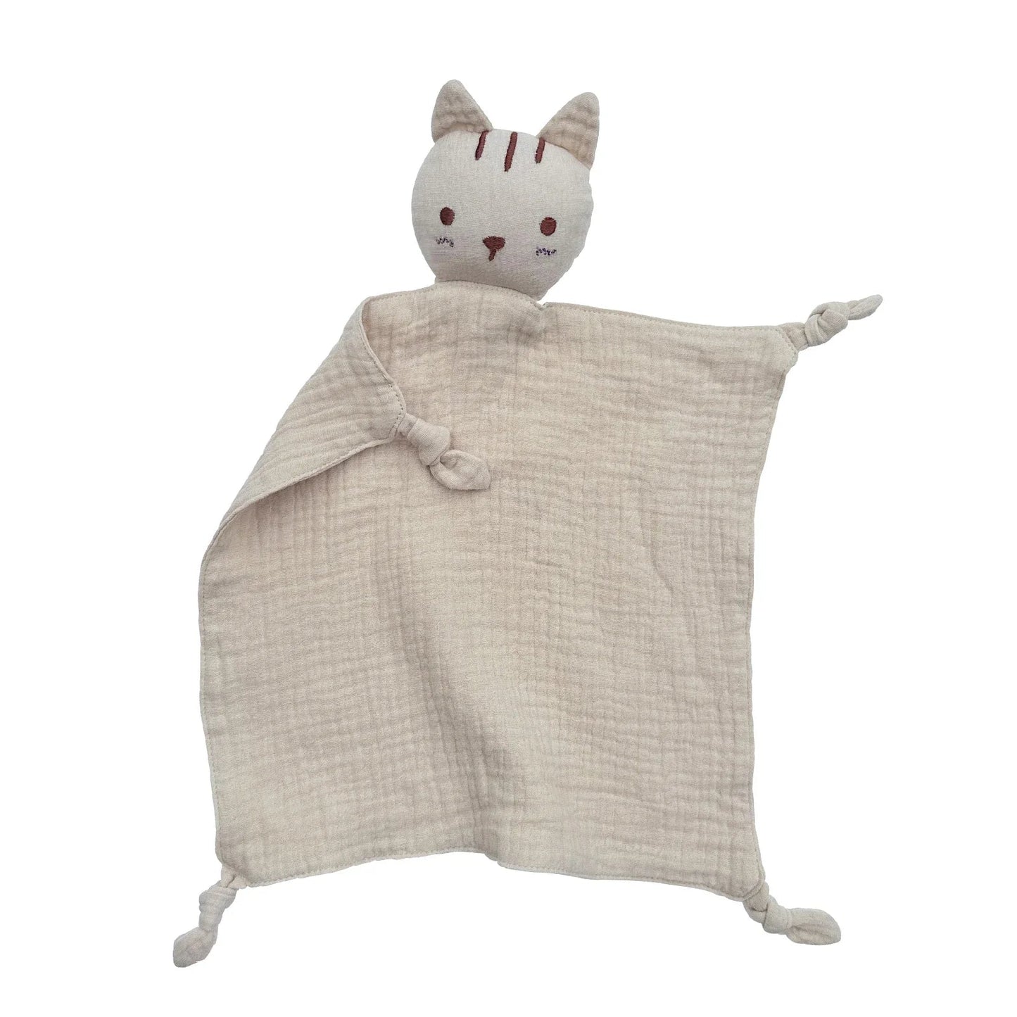 Doudou plat chat en coton - Praline