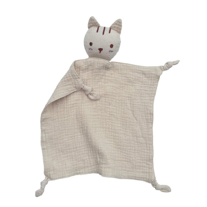 Doudou plat chat en coton - Praline