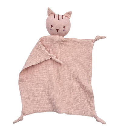 Doudou plat chat en coton - Praline