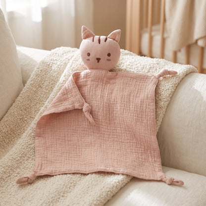 Doudou plat chat en coton - Praline