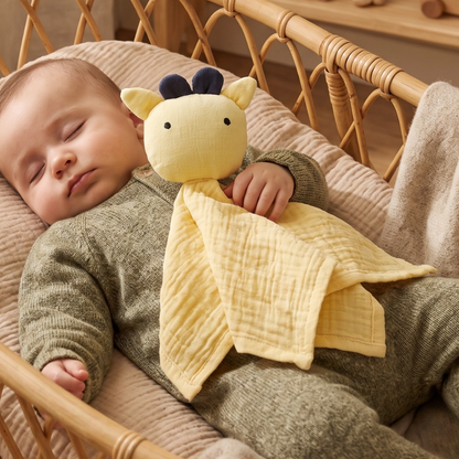 Doudou plat bavoir vache en coton - Marguerite
