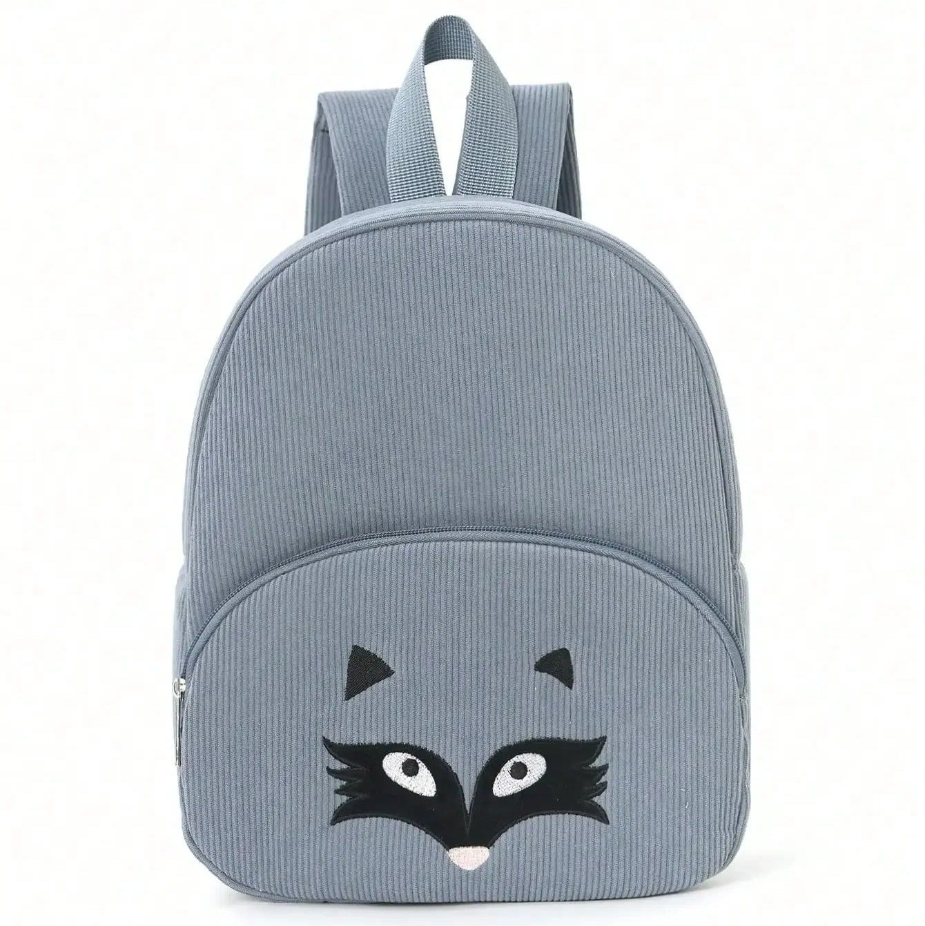Sac à dos enfant renard gris en velours côtelé personnalisé - Ardoise