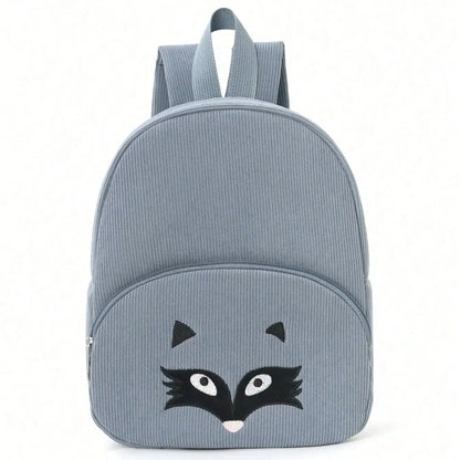 Sac à dos enfant renard gris en velours côtelé personnalisé - Ardoise