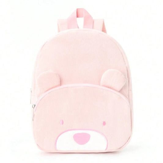 Sac à dos enfant ours en velours côtelé personnalisé - Fraise