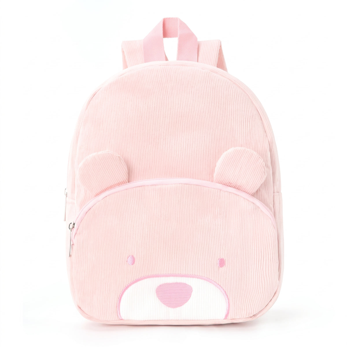Sac à dos enfant ours en velours côtelé personnalisé - Fraise