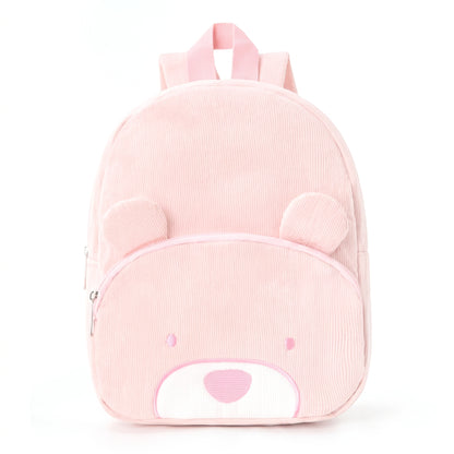 Sac à dos enfant ours en velours côtelé personnalisé - Fraise